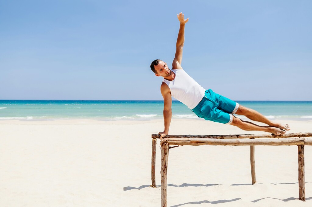 fitness man on the beach