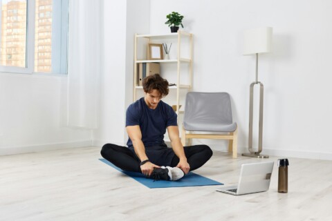 man healthy home technology training lifestyle sport health activity house indoor