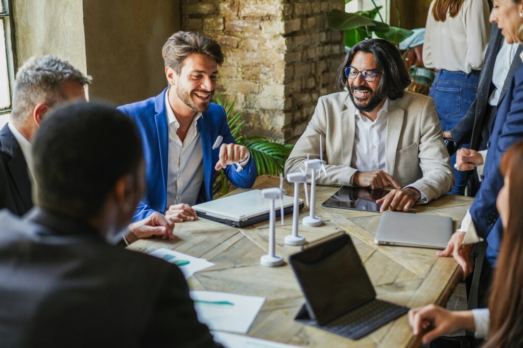 Multiracial business people working on sustainable innovation project